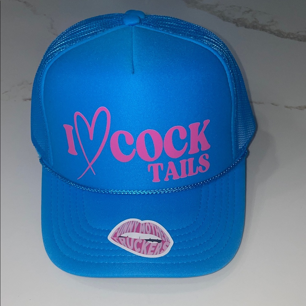 I love Cocktails blue and pink Funny Trucker Hat
